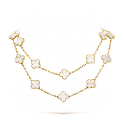 [Charm Aries Jewelry]CLOVER 20 MOTIFS WHITE MOP NECKLACE