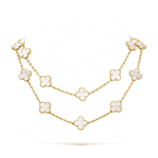 [Charm Aries Jewelry]CLOVER 20 MOTIFS WHITE MOP NECKLACE