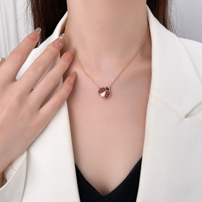 [Charm Aries Jewelry]LUCKY  CARNELIANS LADYBUG NECKLACE