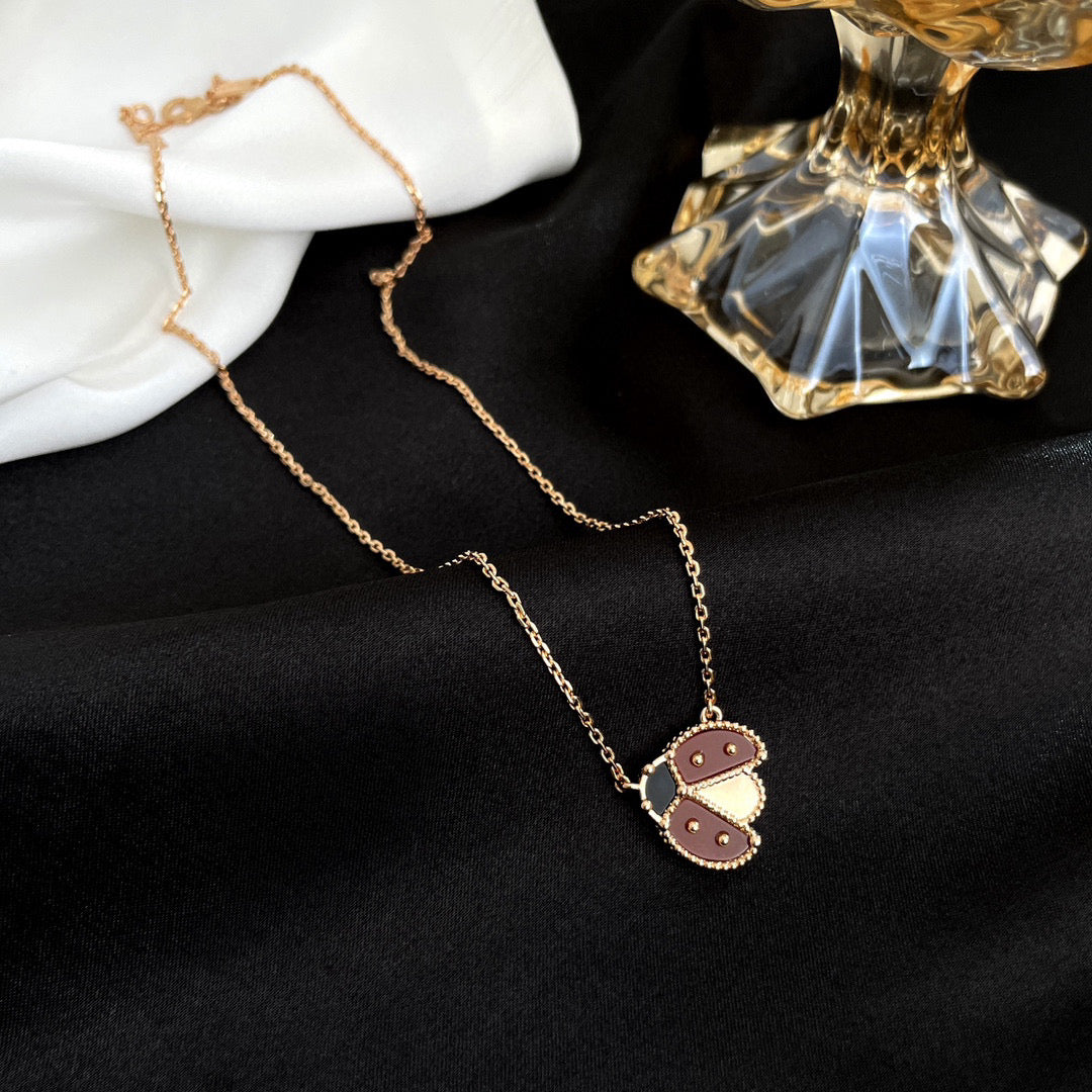 [Charm Aries Jewelry]LUCKY  CARNELIANS LADYBUG NECKLACE