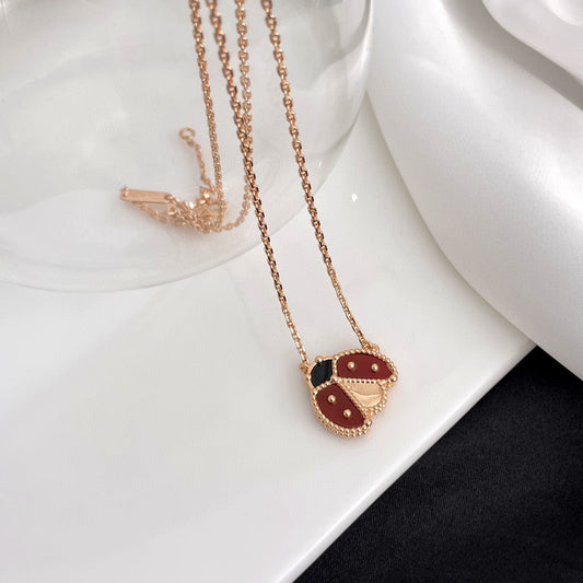 [Charm Aries Jewelry]LUCKY  CARNELIANS LADYBUG NECKLACE