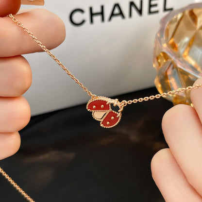 [Charm Aries Jewelry]LUCKY  CARNELIANS LADYBUG NECKLACE