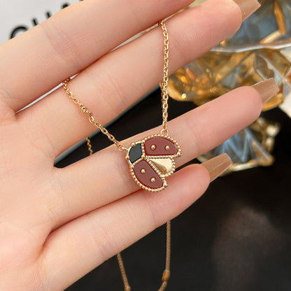 [Charm Aries Jewelry]LUCKY  CARNELIANS LADYBUG NECKLACE