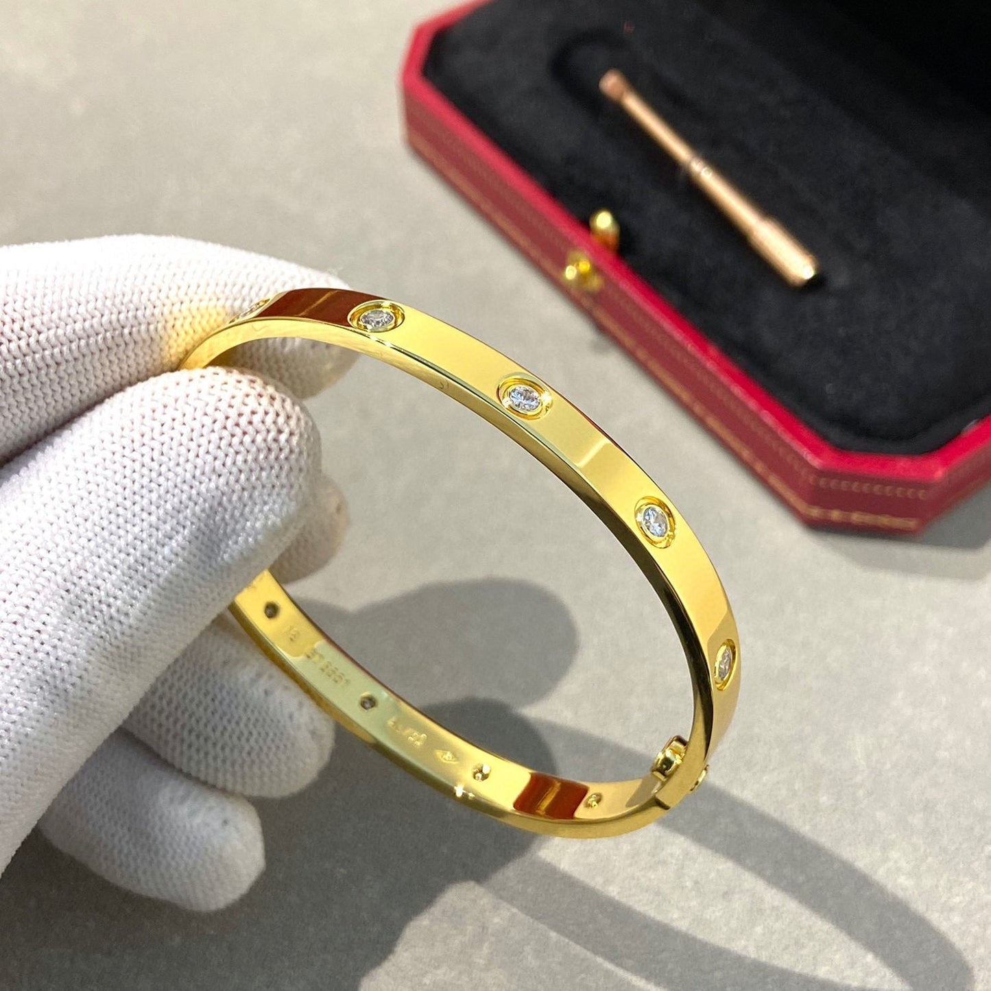 [Charm Aries Jewelry]LOVE BRACELET 6.1MM 10 DIAMONDS