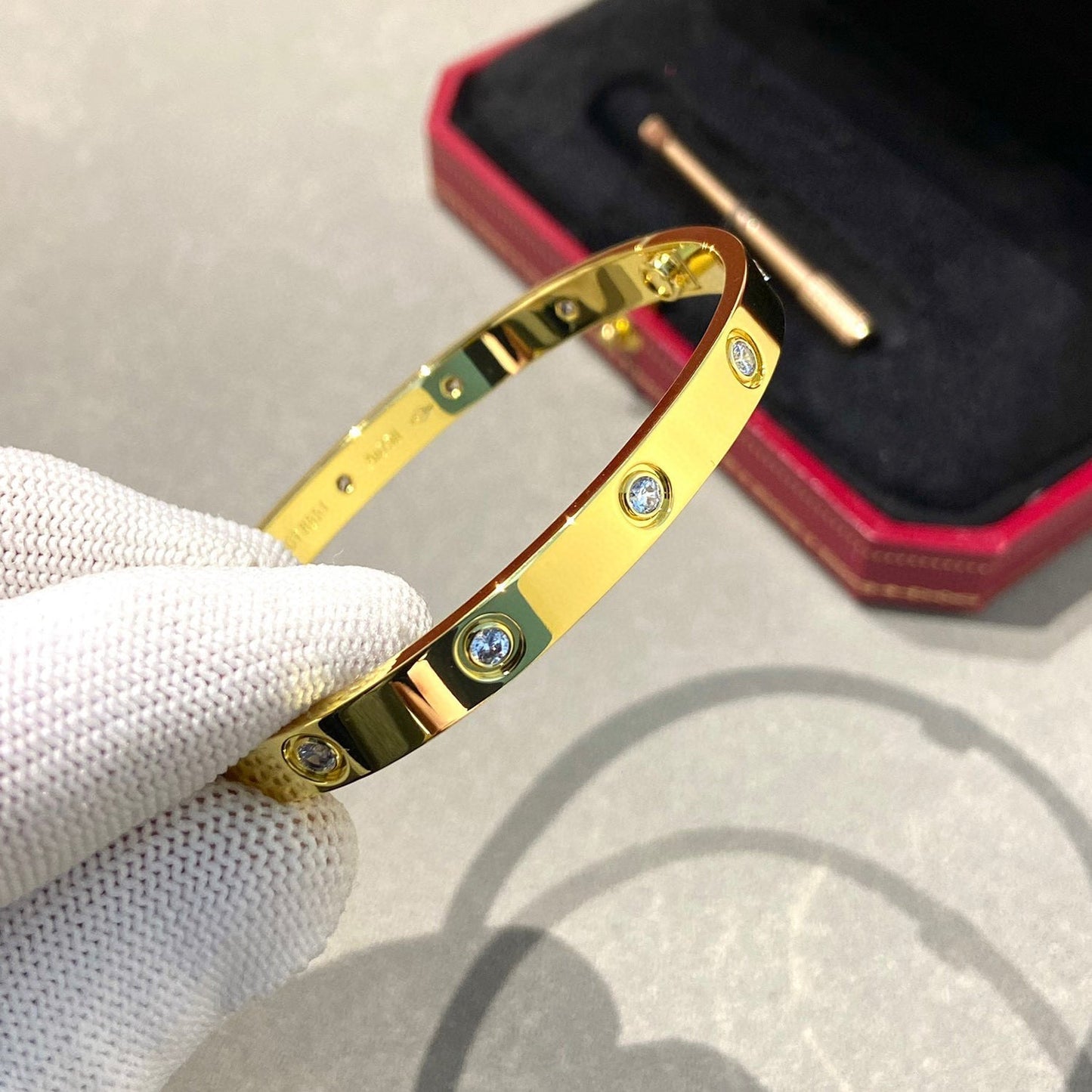[Charm Aries Jewelry]LOVE BRACELET 6.1MM 10 DIAMONDS