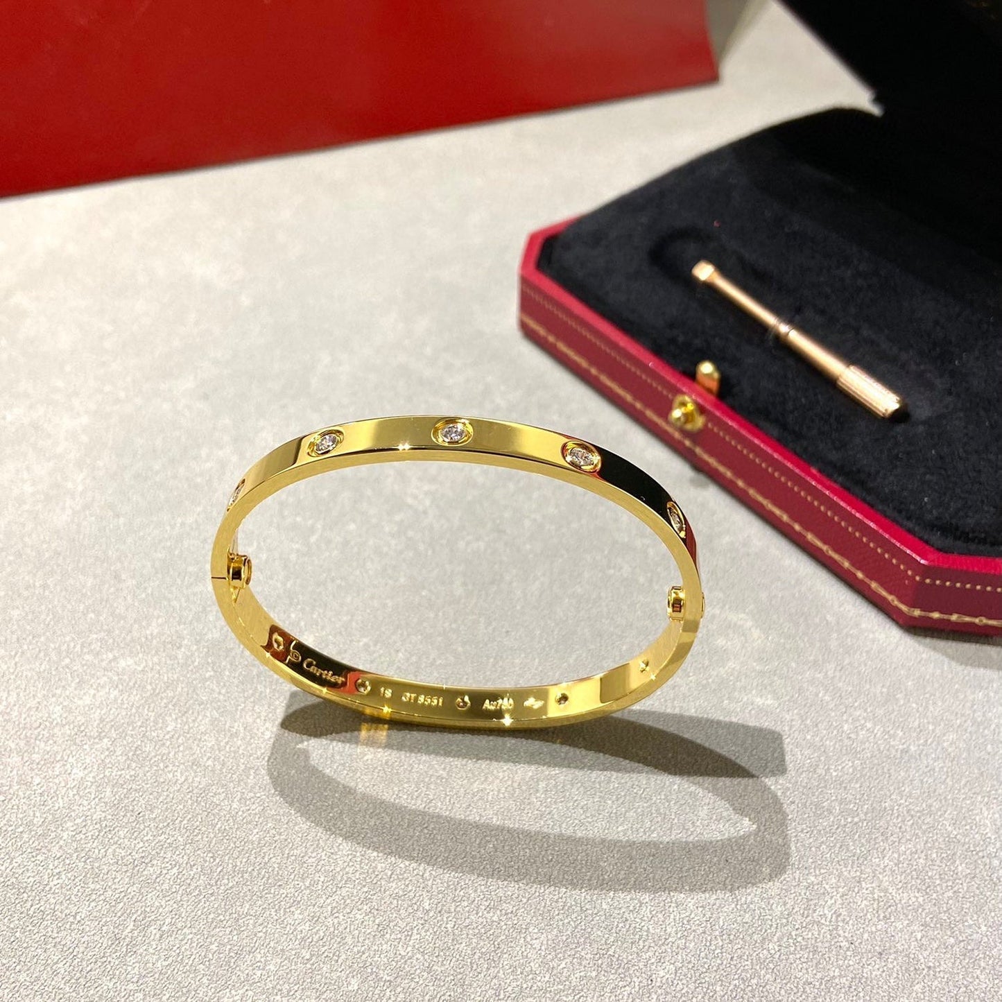 [Charm Aries Jewelry]LOVE BRACELET 6.1MM 10 DIAMONDS