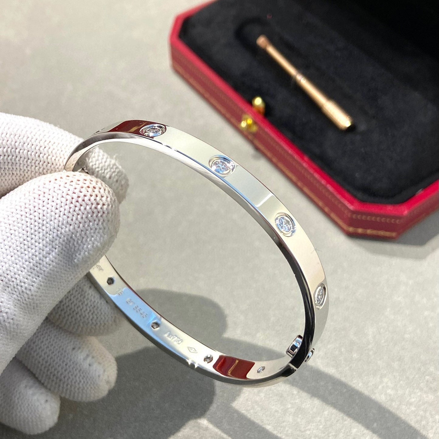 [Charm Aries Jewelry]LOVE BRACELET 6.1MM 10 DIAMONDS