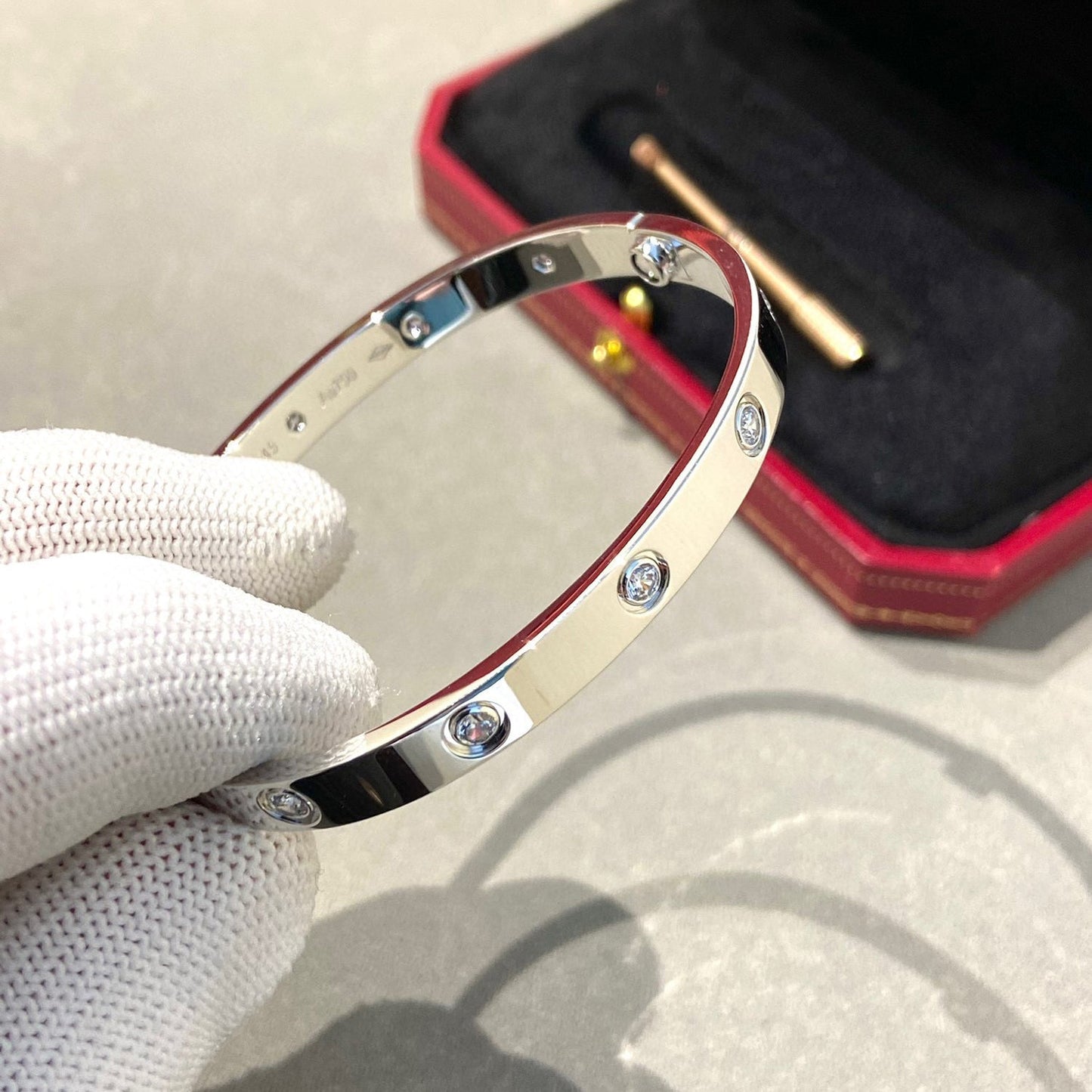 [Charm Aries Jewelry]LOVE BRACELET 6.1MM 10 DIAMONDS
