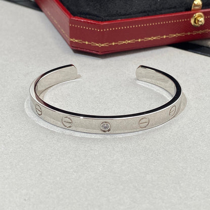 [Charm Aries Jewelry]LOVE BRACELET 6.1MM 1 DIAMOND OPEN CUFF