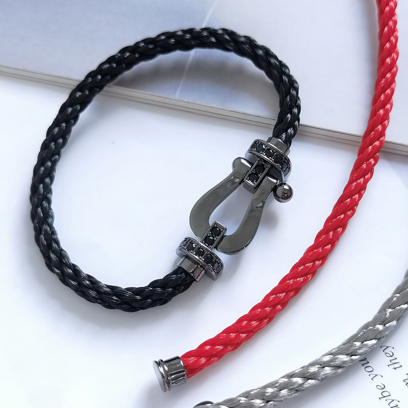 [Charm Aries Jewelry]FORCE LARGE SERIES HORSESHOE BLACK SAMURAI BRACELET