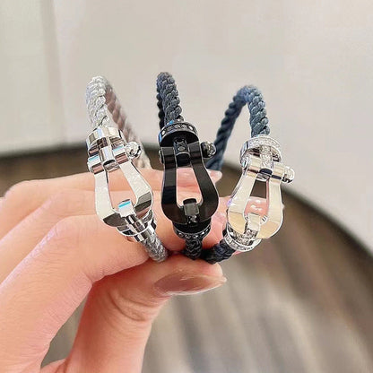 [Charm Aries Jewelry]FORCE LARGE HORSESHOE FULL DIAMOND BRACELET SILVER