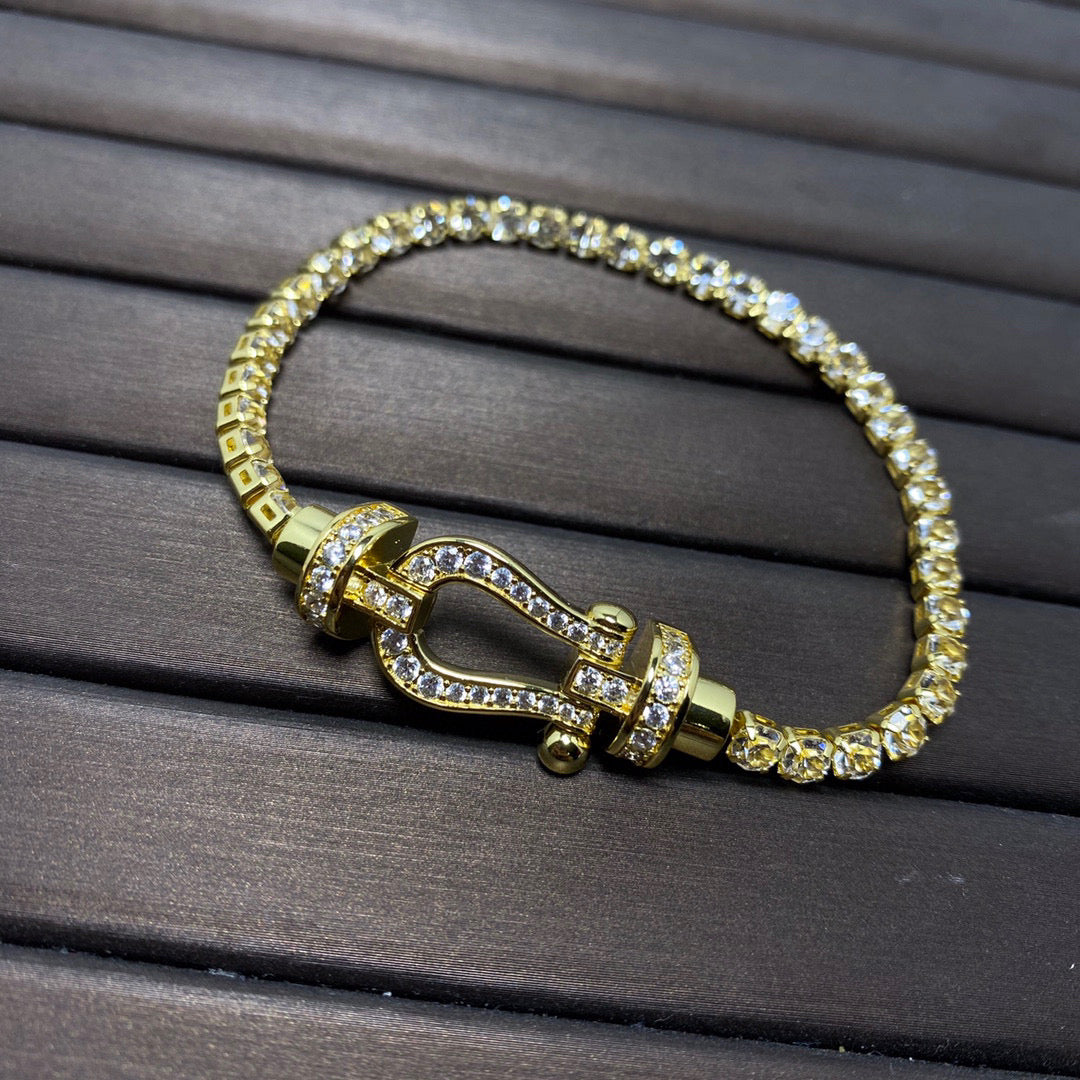 [Charm Aries Jewelry]FORCE  LARGE HORSESHOE FULL DIAMOND TENNIS BRACELET