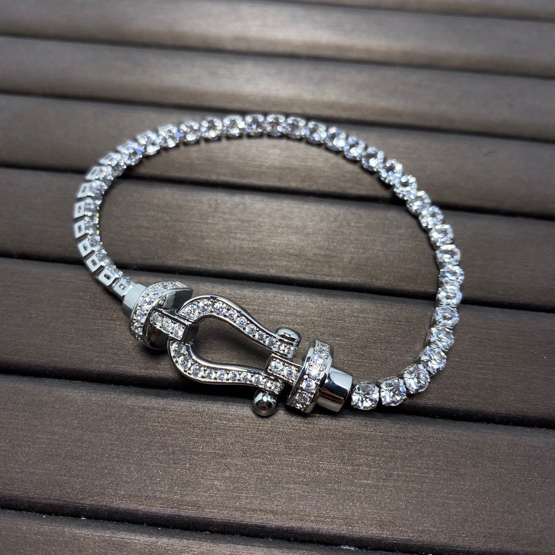 [Charm Aries Jewelry]FORCE  LARGE HORSESHOE FULL DIAMOND TENNIS BRACELET