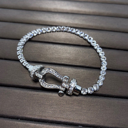 [Charm Aries Jewelry]FORCE  LARGE HORSESHOE FULL DIAMOND TENNIS BRACELET