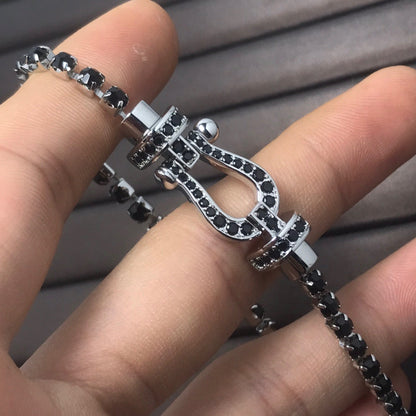 [Charm Aries Jewelry]FORCE  LARGE HORSESHOE FULL DIAMOND TENNIS BRACELET