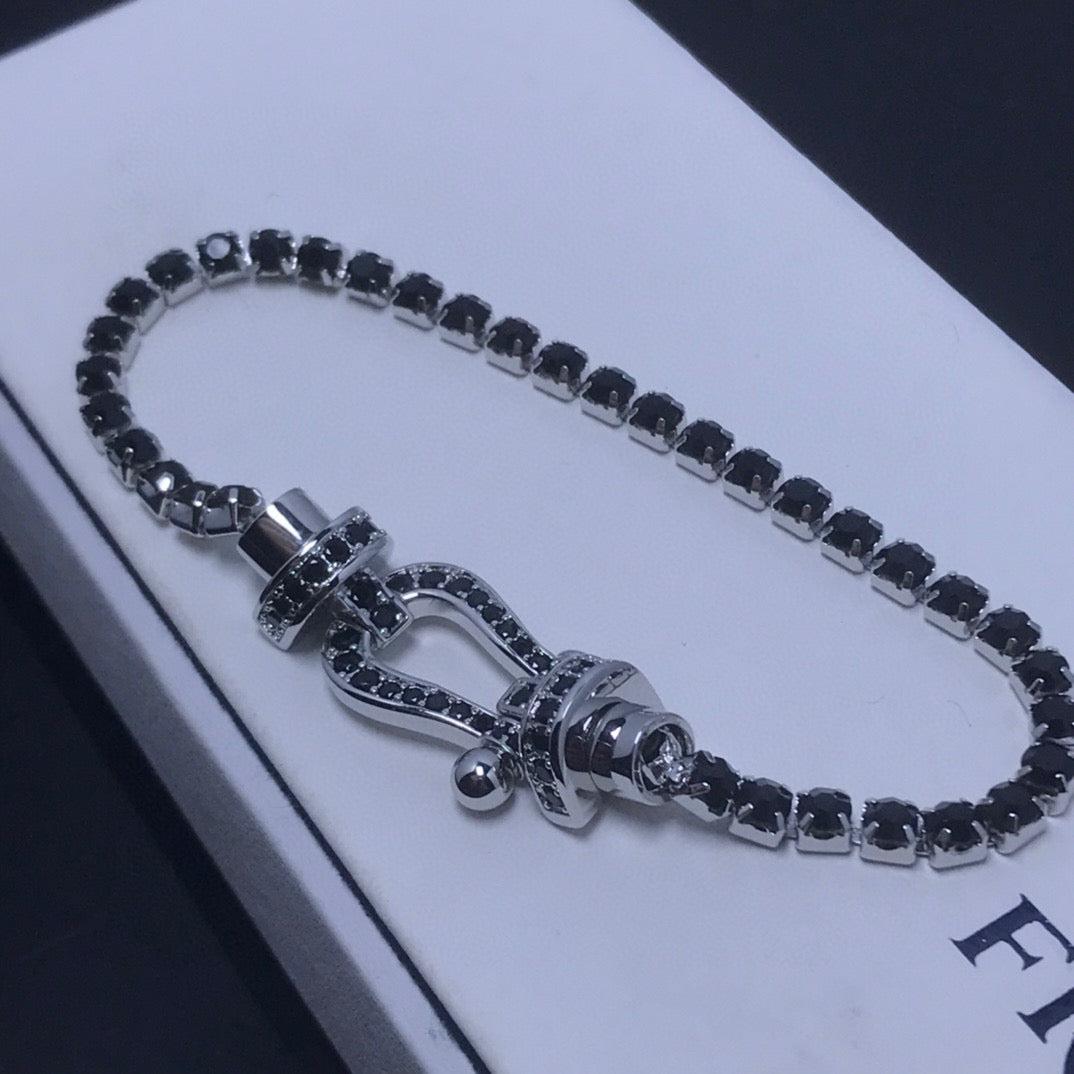 [Charm Aries Jewelry]FORCE  LARGE HORSESHOE FULL DIAMOND TENNIS BRACELET