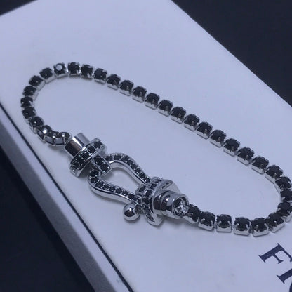 [Charm Aries Jewelry]FORCE  LARGE HORSESHOE FULL DIAMOND TENNIS BRACELET