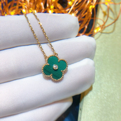 [Charm Aries Jewelry]CLOVER 15MM DIAMOND TURQUOISE NECKLACE