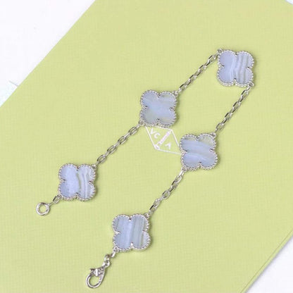 [Charm Aries Jewelry]CLOVER  5 MOTIF PURPLE CHALCEDONY BRACELET SILVER