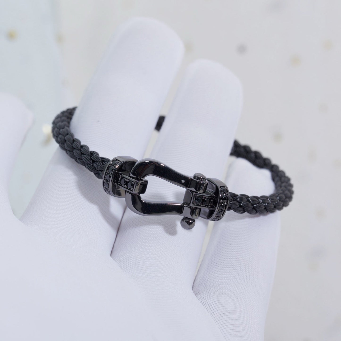 [Charm Aries Jewelry]FORCE LARGE SERIES HORSESHOE BLACK SAMURAI BRACELET