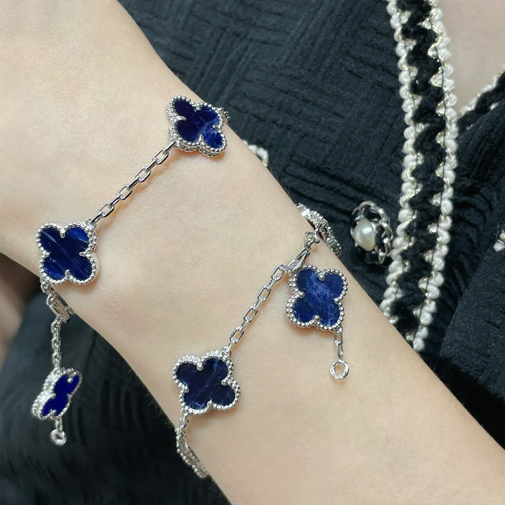 [Charm Aries Jewelry]CLOVER 5 MOTIF PIETERSITE SILVER BRACELET