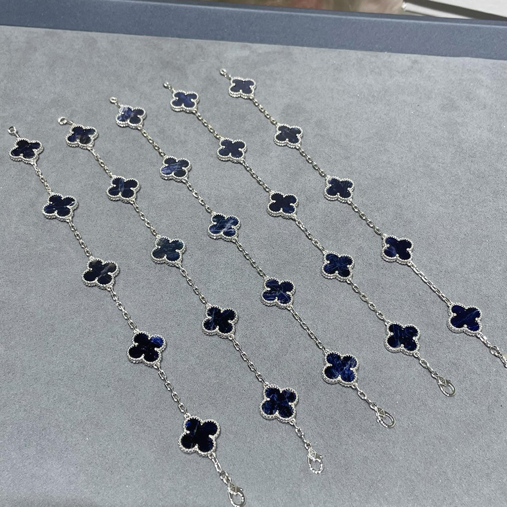 [Charm Aries Jewelry]CLOVER 5 MOTIF PIETERSITE SILVER BRACELET