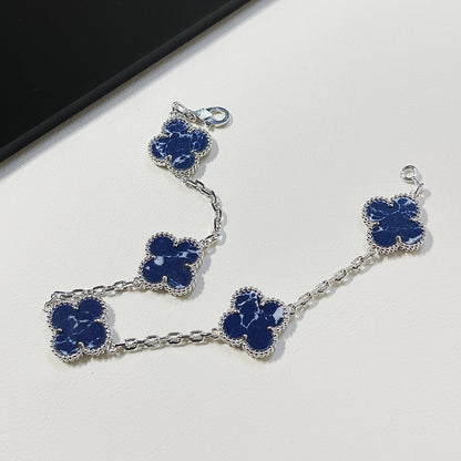 [Charm Aries Jewelry]CLOVER 5 MOTIF PIETERSITE SILVER BRACELET