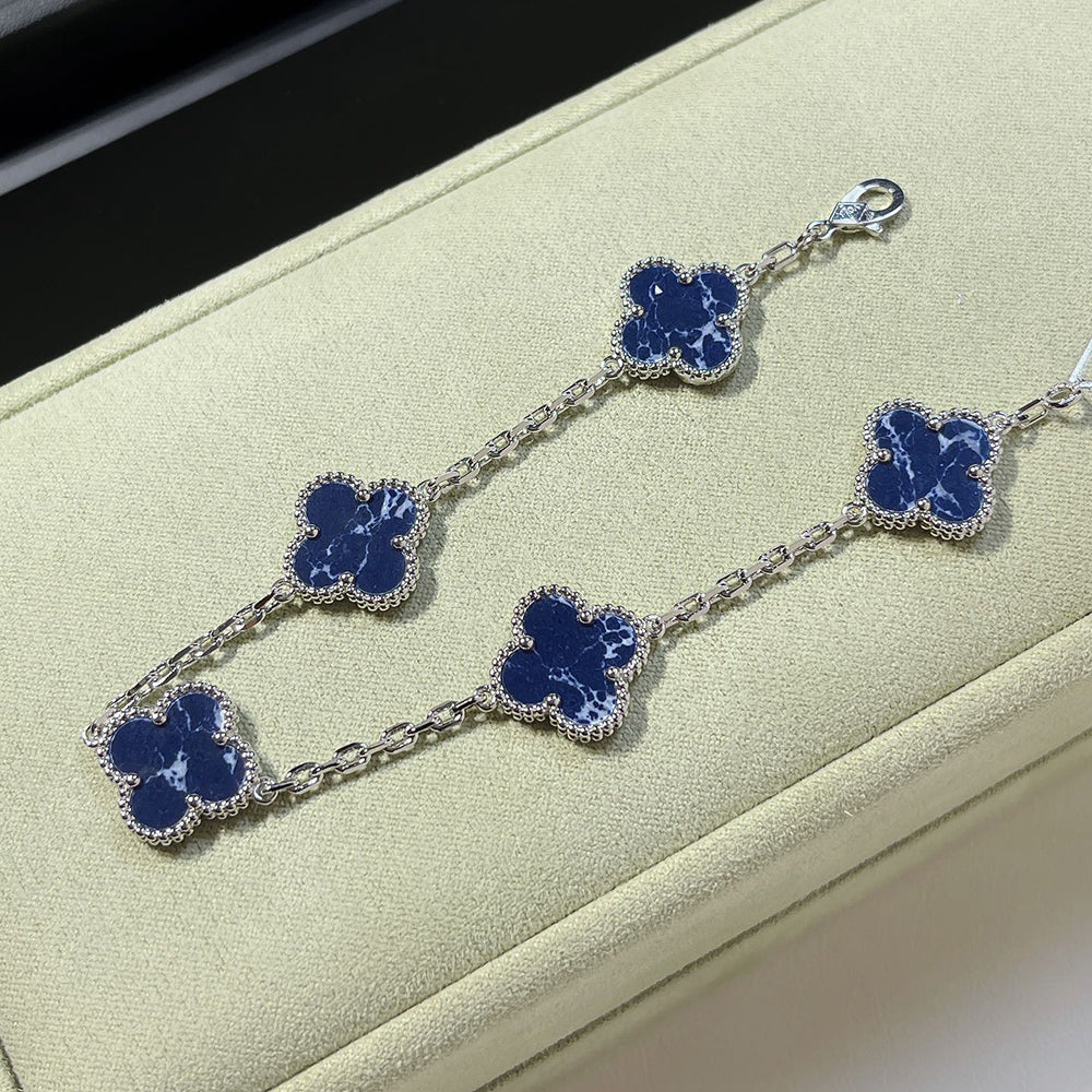 [Charm Aries Jewelry]CLOVER 5 MOTIF PIETERSITE SILVER BRACELET