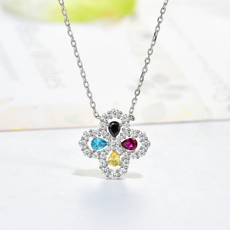 [Charm Aries Jewelry]LOOP NECKLACE FULL MOTIF DIAMOND 16MM MULTIPLE COLORS