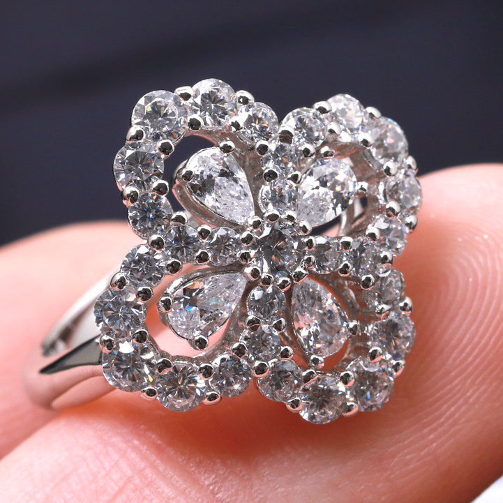 [Charm Aries Jewelry]LOOP RING FULL MOTIF DIAMOND 16MM SILVE