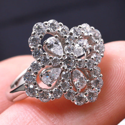 [Charm Aries Jewelry]LOOP RING FULL MOTIF DIAMOND 16MM SILVE