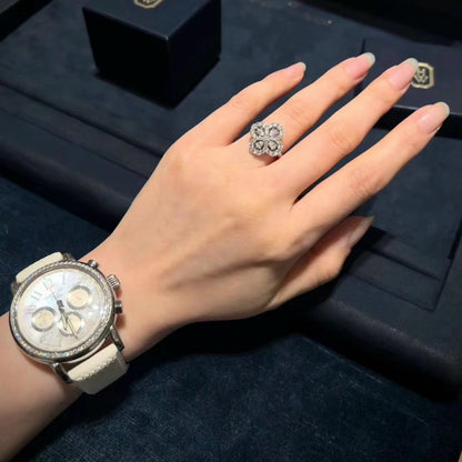 [Charm Aries Jewelry]LOOP RING FULL MOTIF DIAMOND 16MM SILVE