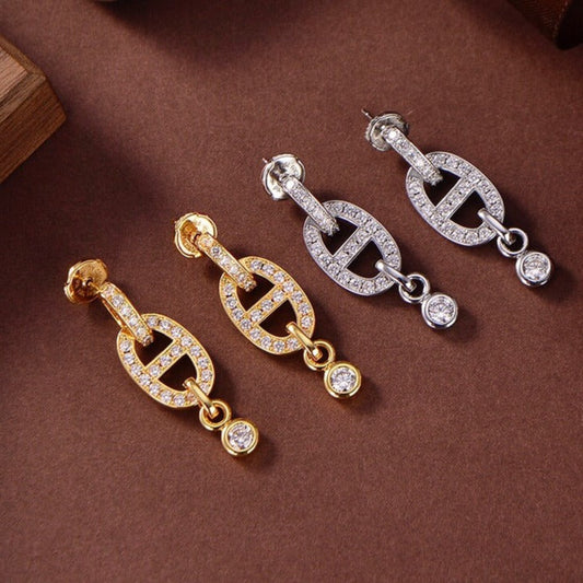 [Charm Aries Jewelry]HM CHAINE DIAMOND EARRINGS