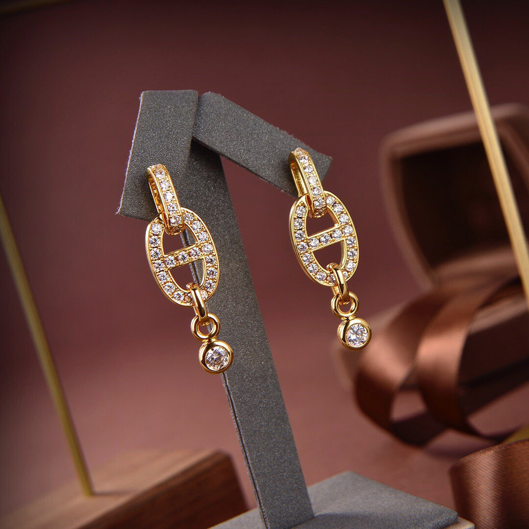 [Charm Aries Jewelry]HM CHAINE DIAMOND EARRINGS