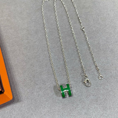 [Charm Aries Jewelry]POP H GREEN NECKLACE SILVER AND GOLD