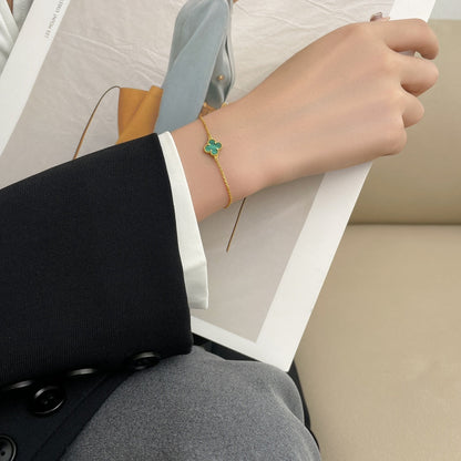 [Charm Aries Jewelry]CLOVER BRACELET MALACHITE 1 MOTIF