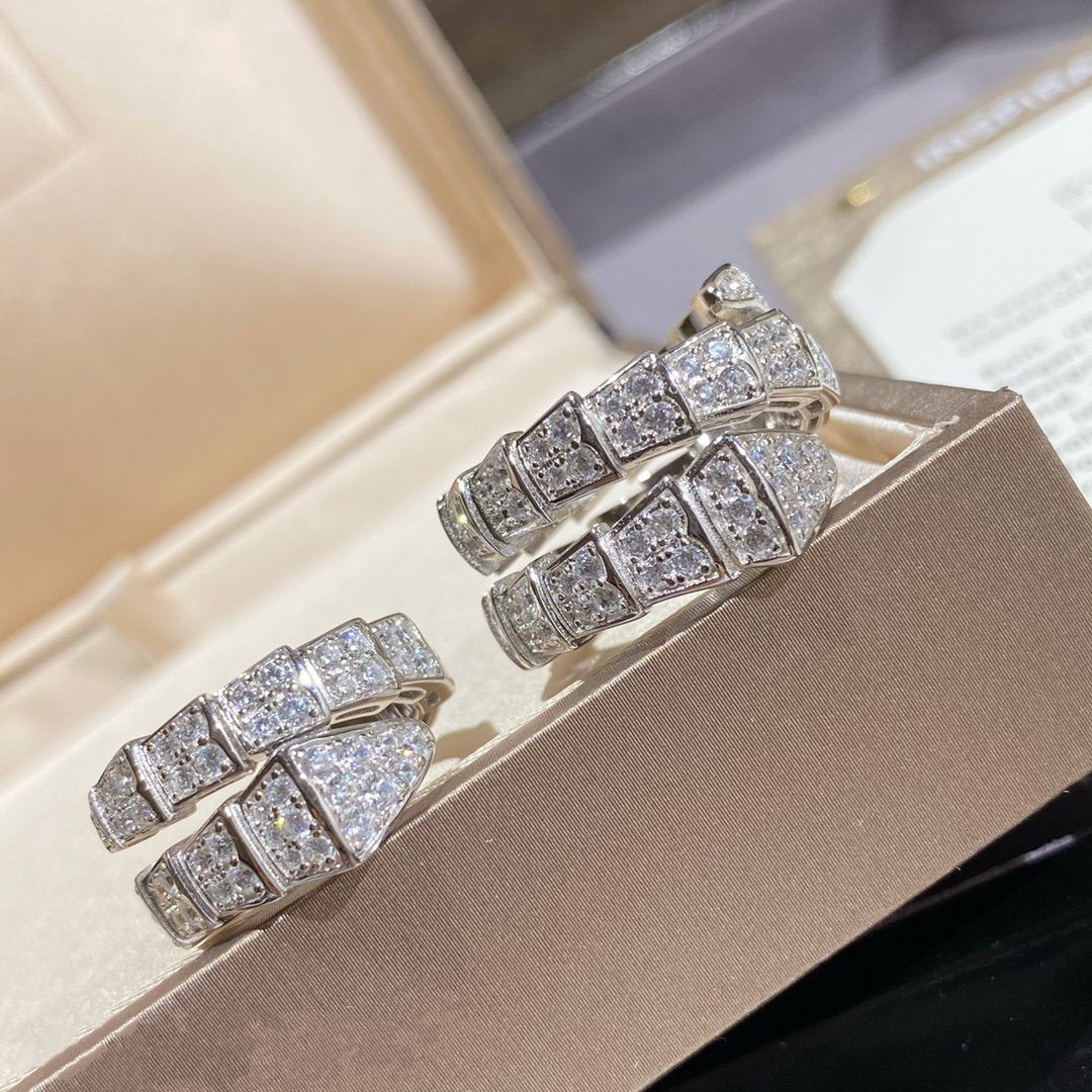 [Charm Aries Jewelry]SERPENTI DOUBLE RING SILVER DIAMOND PAVED