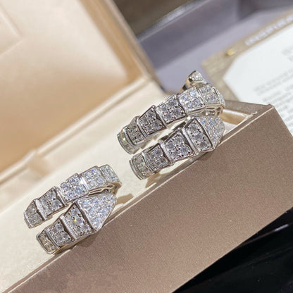 [Charm Aries Jewelry]SERPENTI DOUBLE RING SILVER DIAMOND PAVED