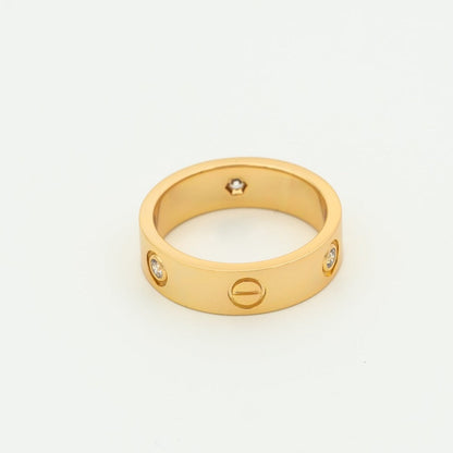 [Charm Aries Jewelry]LOVE RING 5.5MM 3 DIAMONDS PINK GOLD