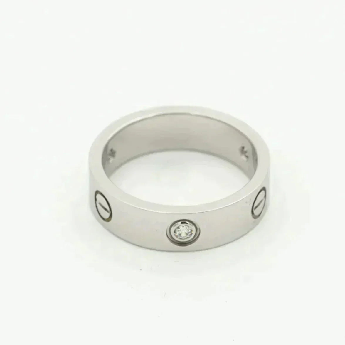 [Charm Aries Jewelry]LOVE RING 5.5MM 3 DIAMONDS SILVER