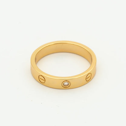 [Charm Aries Jewelry]LOVE RING 4MM 1 DIAMOND PINK GOLD