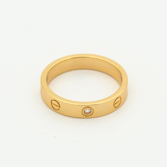 [Charm Aries Jewelry]LOVE RING 4MM 1 DIAMOND PINK GOLD