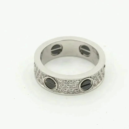 [Charm Aries Jewelry]LOVE RING 5.5MM DIAMONDS PAVED CERAMIC