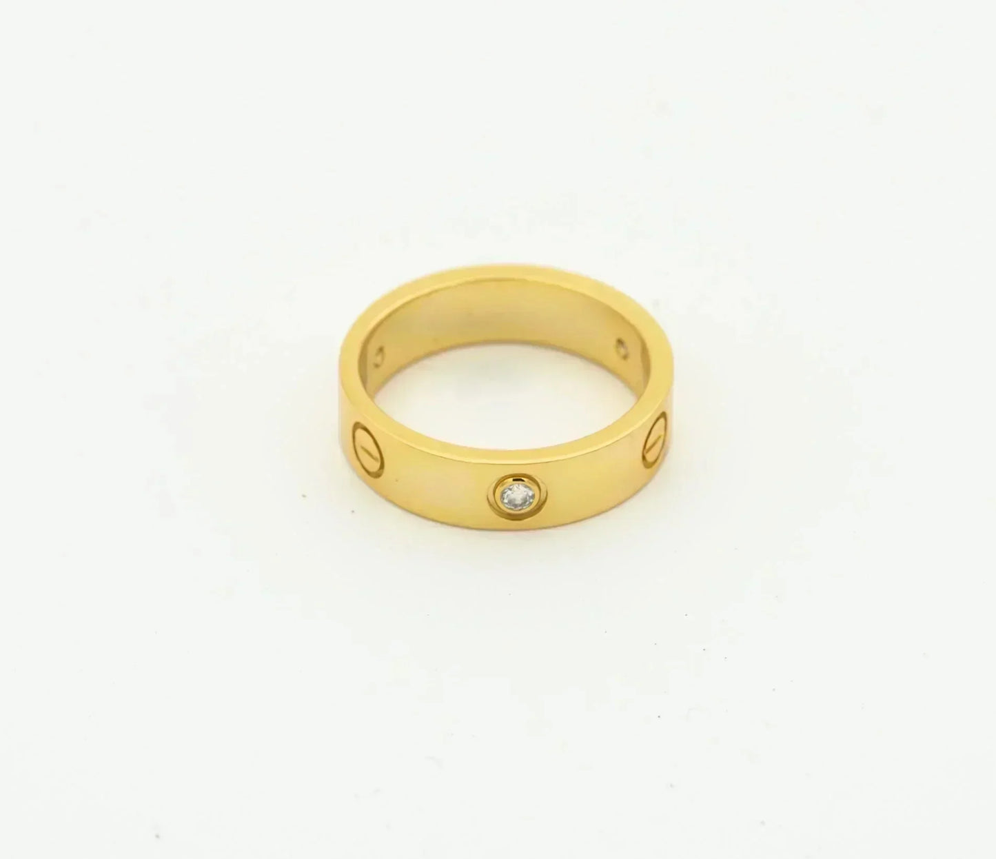[Charm Aries Jewelry]LOVE RING 4MM 1 DIAMOND GOLD