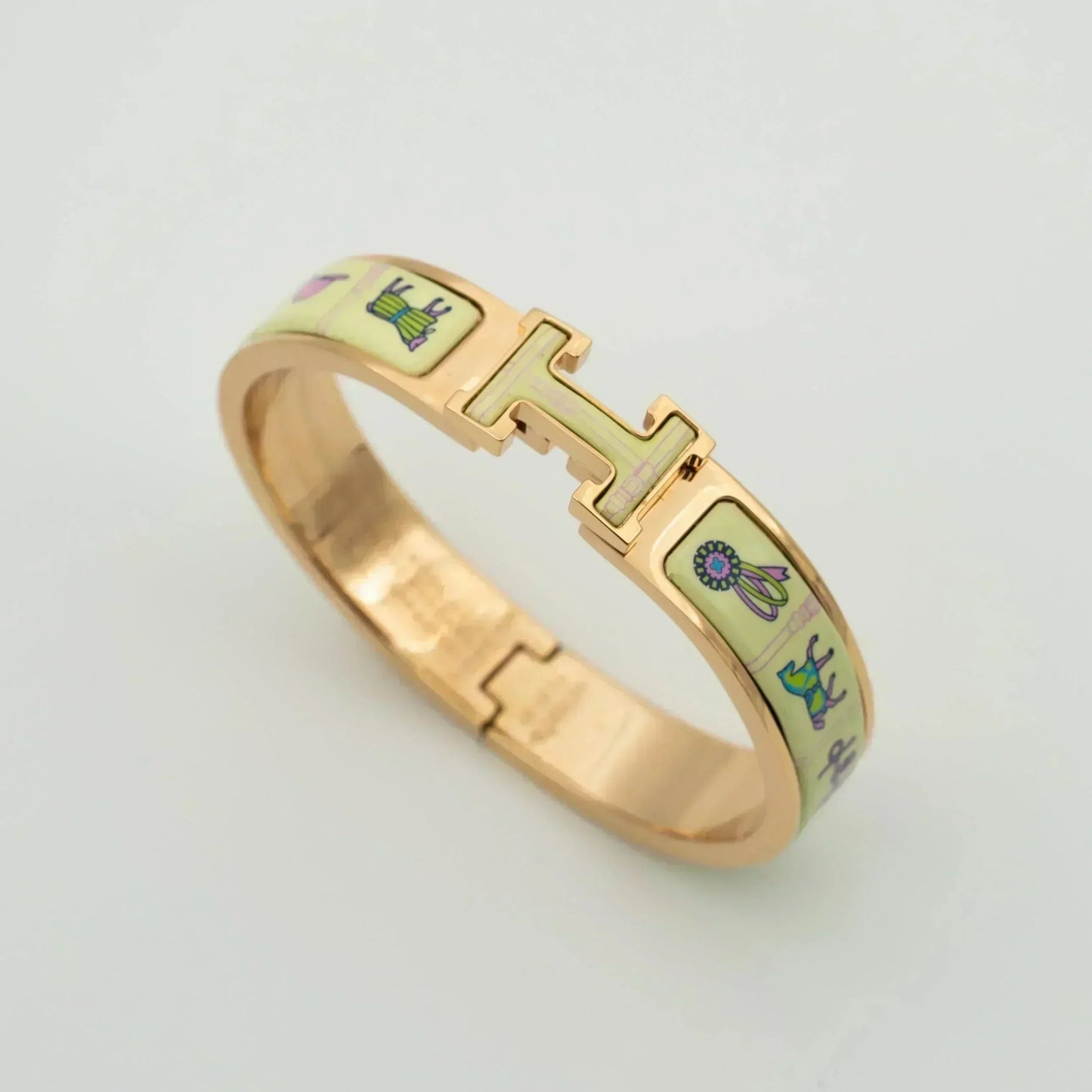 [Charm Aries Jewelry]H PINK GOLD BRACELET CREAM CERAMIC