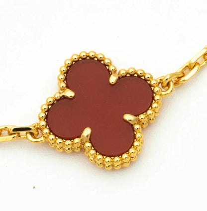 [Charm Aries Jewelry]CLOVER 5 MOTIFS CARNELIAN DIAMOND BRACELET