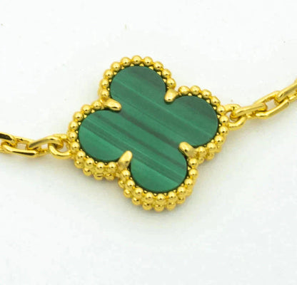 [Charm Aries Jewelry]CLOVER  5 MOTIF MALACHITE DIAMOND BRACELET