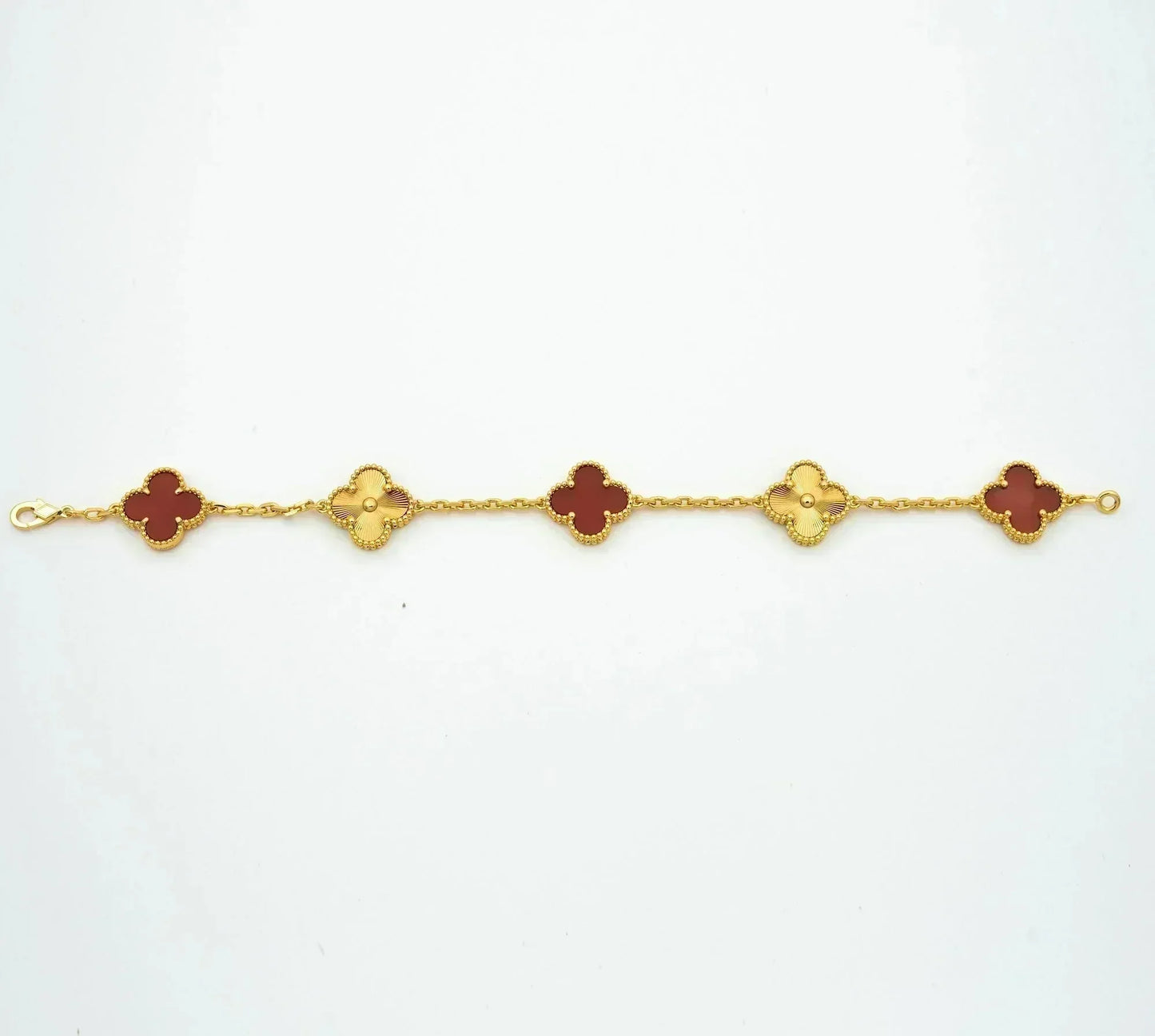 [Charm Aries Jewelry]CLOVER  5 MOTIFS CARNELIAN GOLD BRACELET