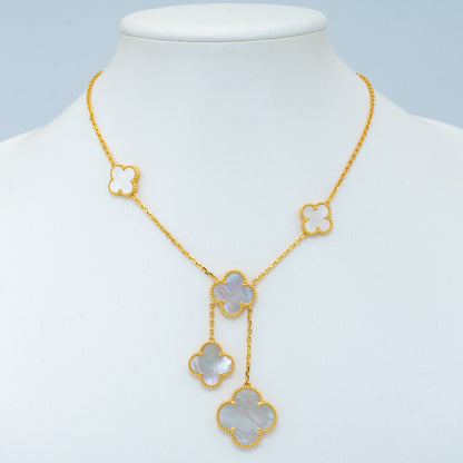 [Charm Aries Jewelry]CLOVER MOTHER OF PEARL NECKLACE 6 MOTIF