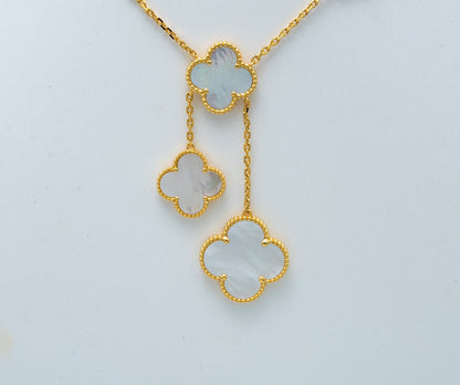 [Charm Aries Jewelry]CLOVER MOTHER OF PEARL NECKLACE 6 MOTIF